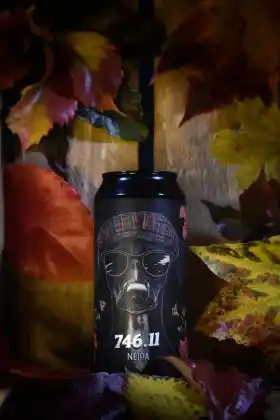 Canette de bière 746.11 NEIPA de la Brasserie La Tuilerie dans une ambiance automnale